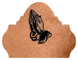 DARAY L 516 BK SH CP Black Praying Hands Shimmer Copper Background